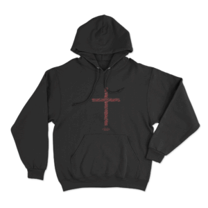 Cilvia Scribble Cross Unisex Hoodie Black