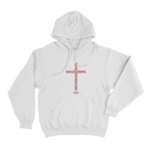 Cilvia Scribble Cross Unisex Hoodie White